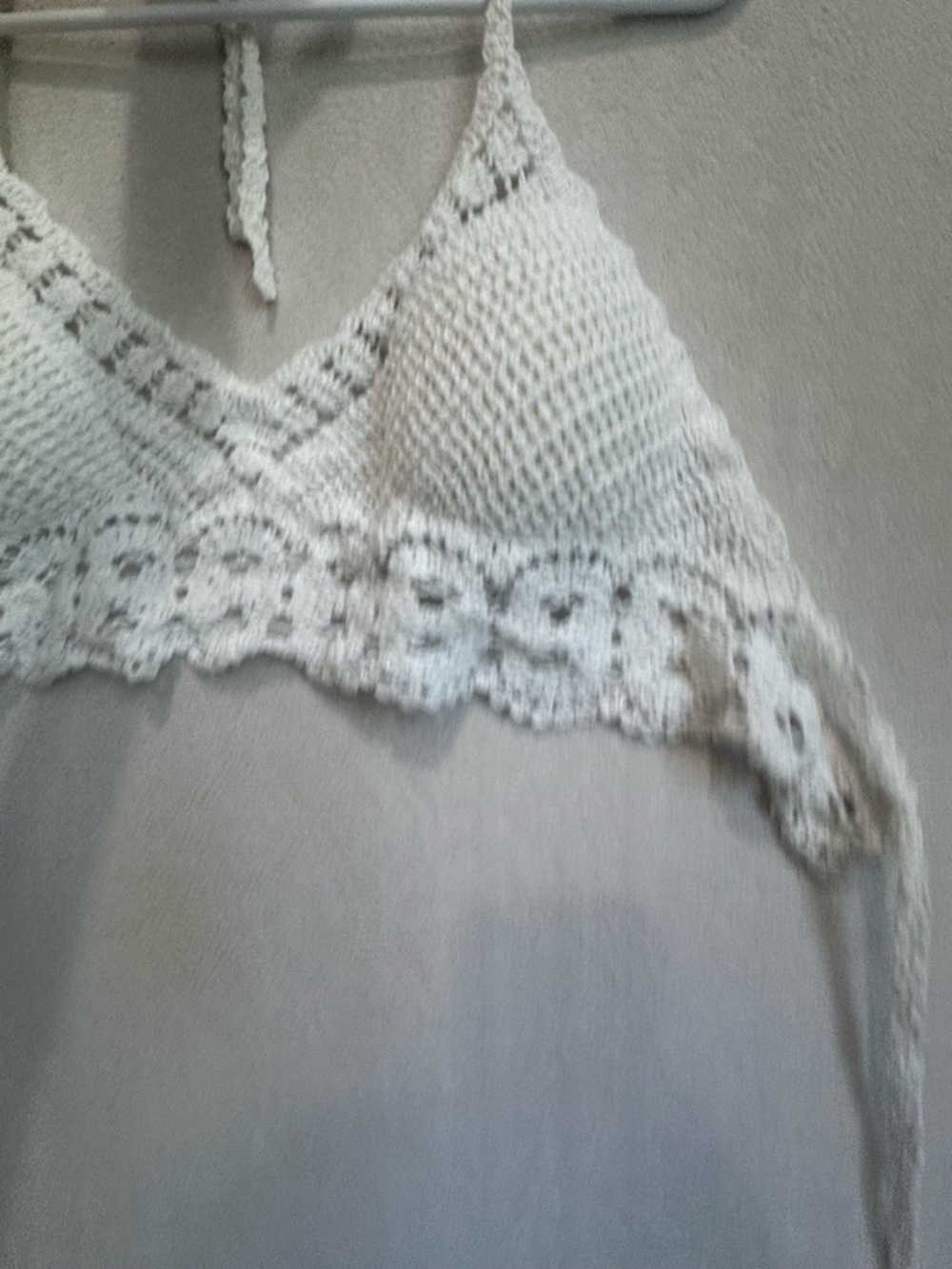 Ivory White Crochet Festival Halter Bralette Top Sz Small Music boho Coachella - Picture 4 of 8